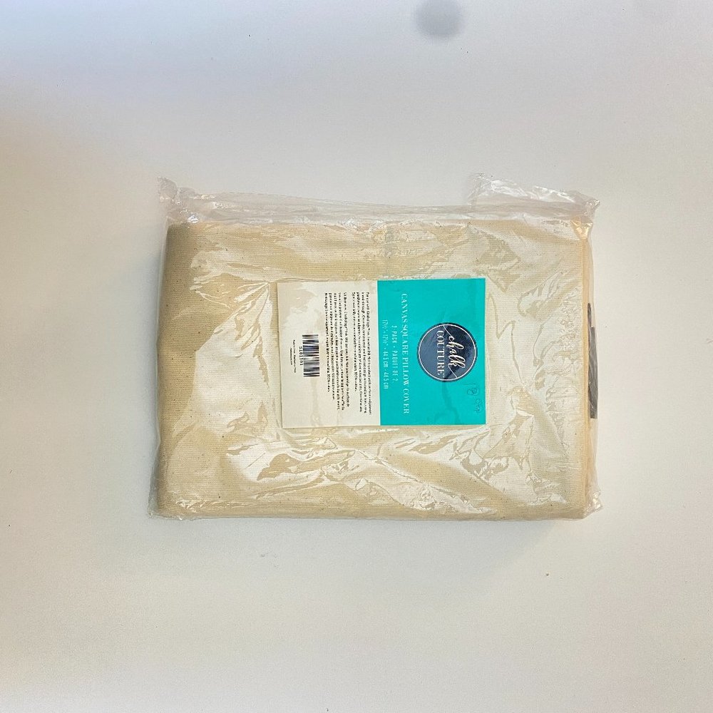 Chalk Couture 2 Canvas Square Pillow Covers 100% Cotton